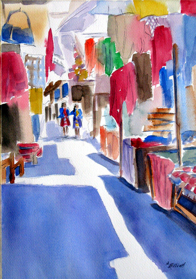 Market Painting - Sunny Day at the Market by Marsha Elliott