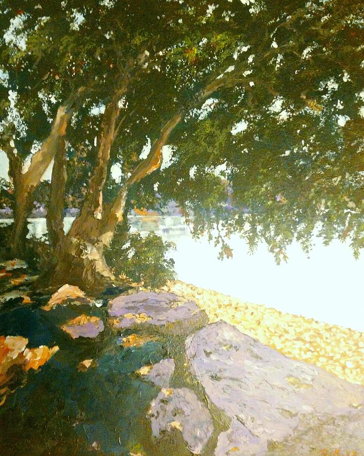 Sunny day by an old tree Painting by Ray Khalife