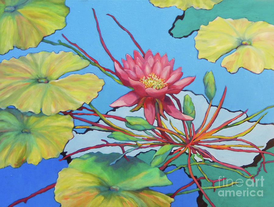 Sunny Day Pond Painting by Sharon Nelson-Bianco