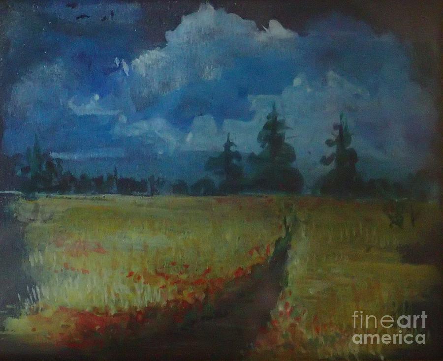 Sunny Field Painting by Christina Verdgeline