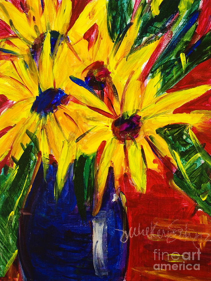 Sunny Flowers Painting by Julie Kerns Schaper - Printscapes