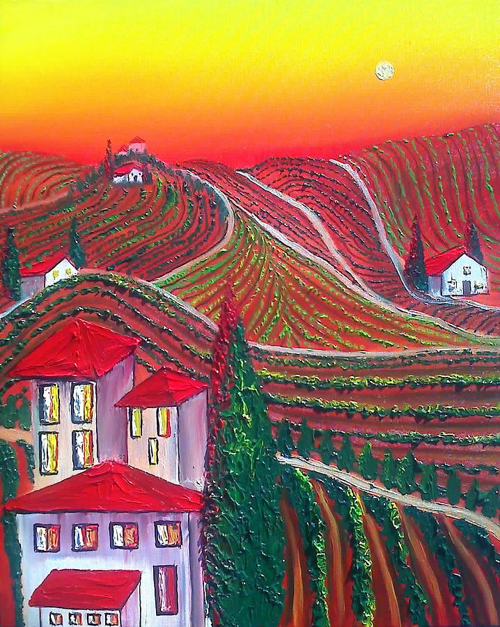 Sunny Hills Of Tuscany Italy Painting by James Dunbar