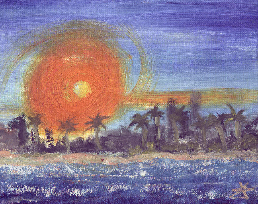 Seashore Painting - Sunny Palms by Jorge Delara Seashore Painting - Sunny Palms by Jorge Delara