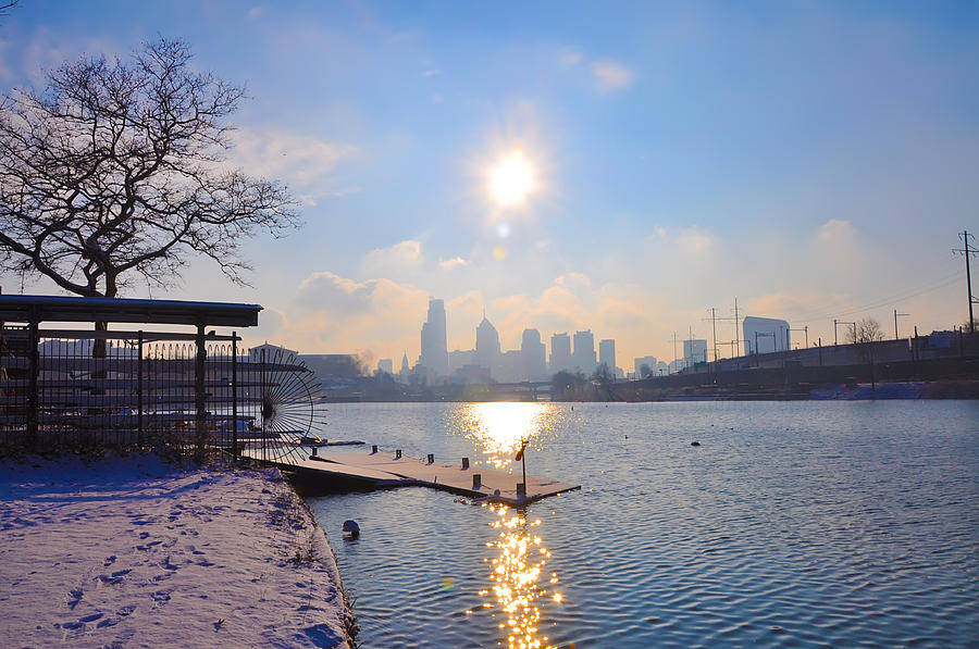 Sunny Schuylkill River in Winter Photograph by Bill Cannon
