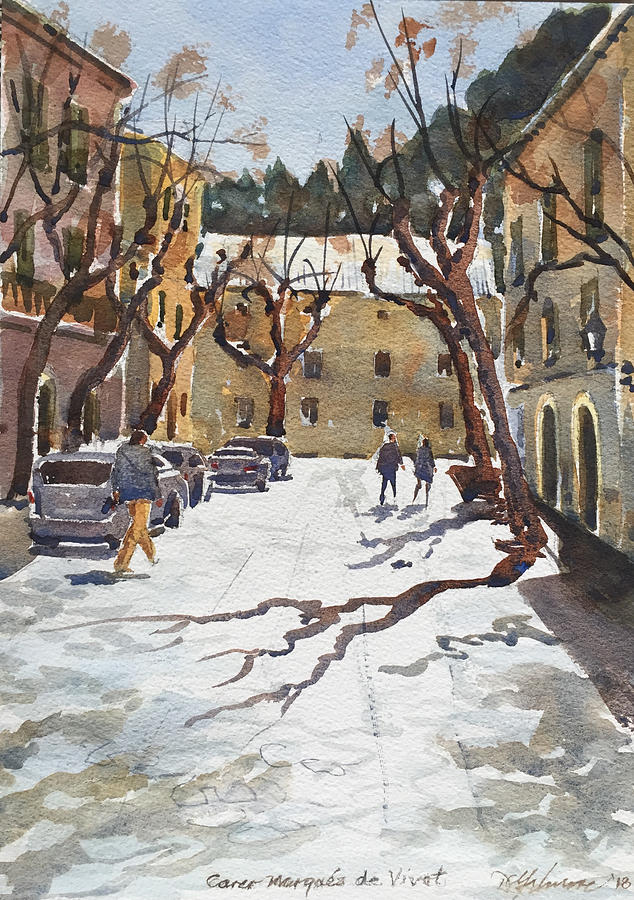 Sunny Street, Valledemossa Painting by David Gilmore