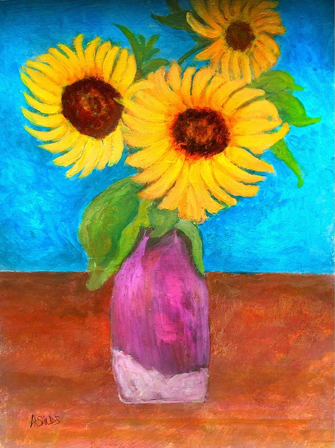 Sunny Sunflowers Painting by Anne Sands