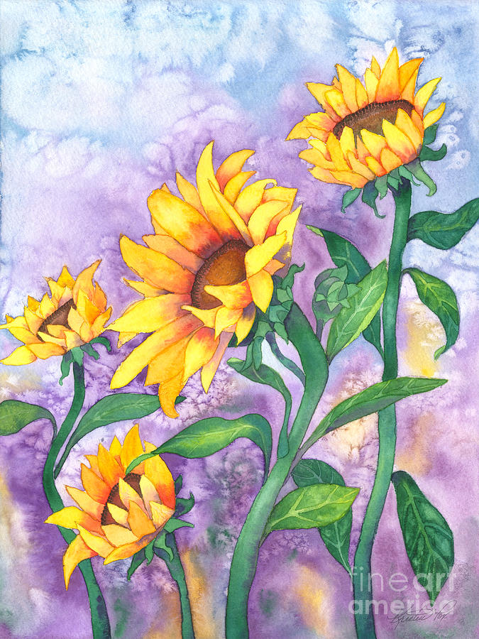 Sunny Sunflowers Painting by Kristen Fox