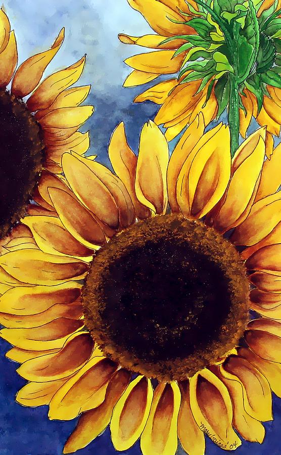 Sunny Sunflowers Painting by Mary Gaines