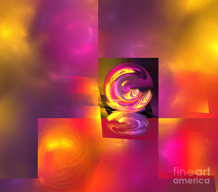 Abstract Digital Art - Sunny Violet Angles by Kim Sy Ok