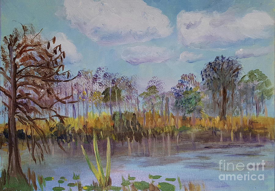 Sunny Winter Day at Loxahatchee Painting by Donna Walsh