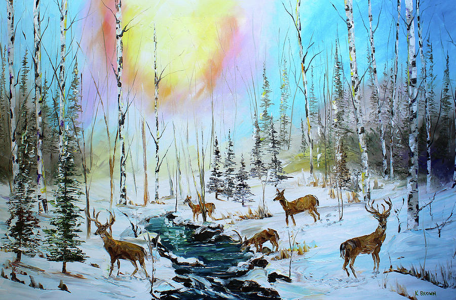 Sunny Winter Painting by Kevin Brown