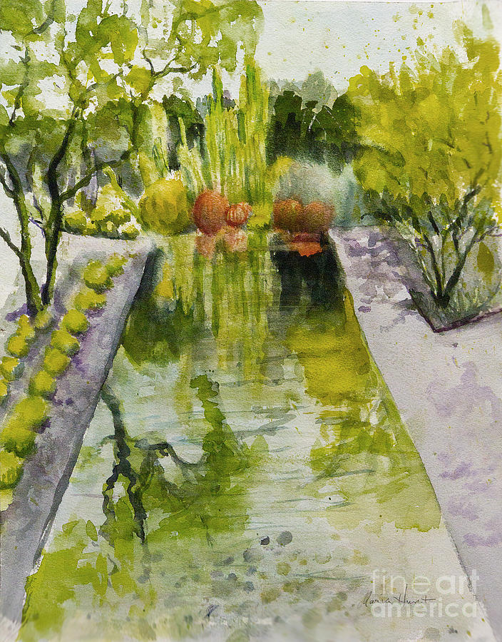 Infinity Pool In the Gardens at Annenburg Estate Painting by Maria Hunt