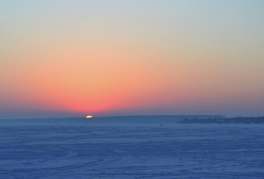 Sunrise Above The Frozen Lake  Photograph by Lyle Crump