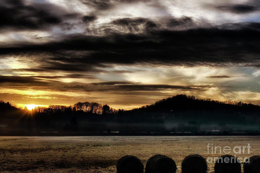 Sunrise and Hay Bales Photograph by Thomas R Fletcher