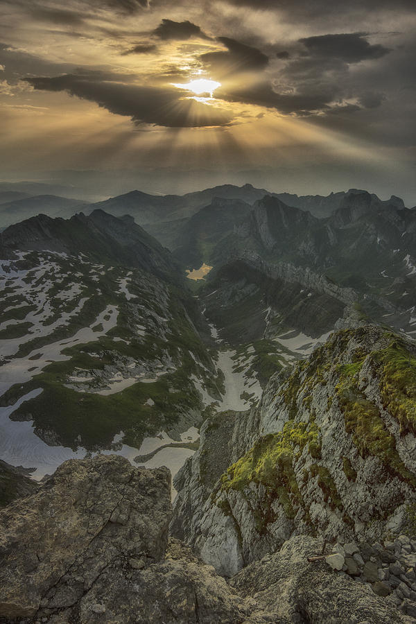 Mountain Photograph - Sunrise and Seealpsee by Christian Heeb