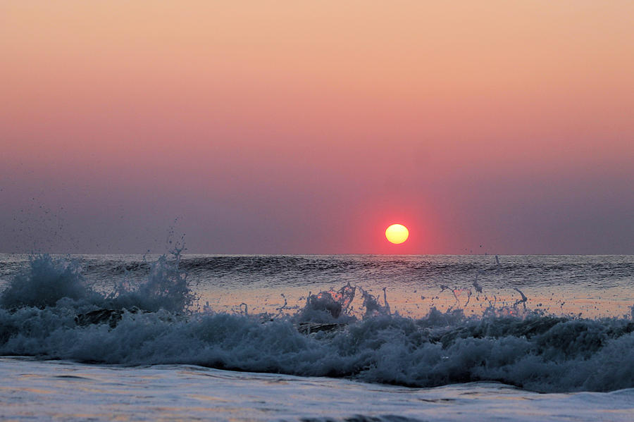 Sunrise and Splashing Waves Photograph by Robert Banach