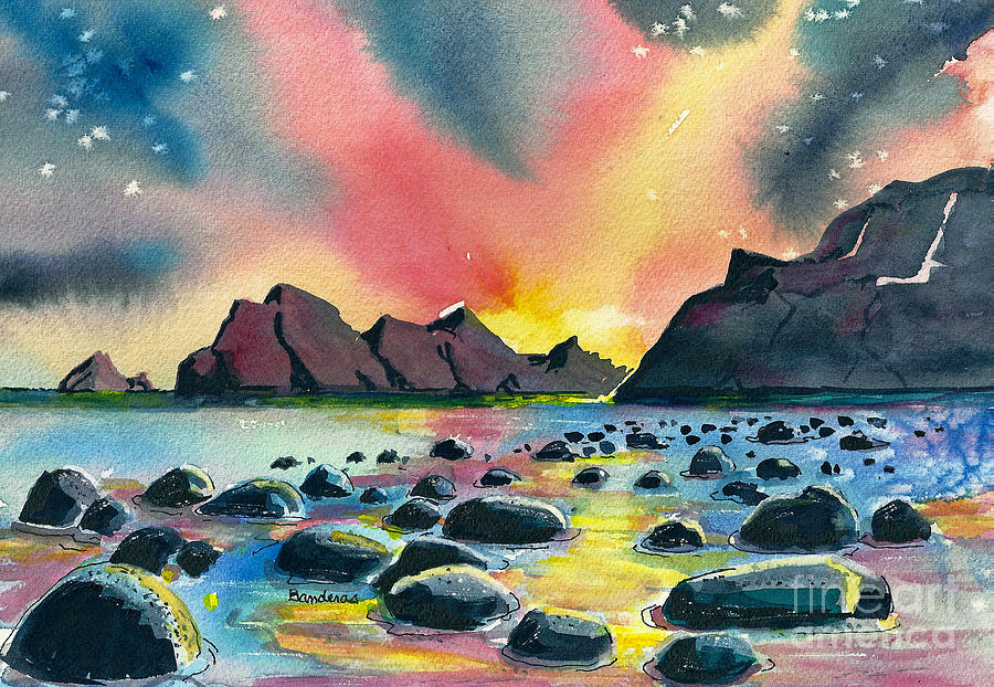 Sunrise And Water Painting by Terry Banderas