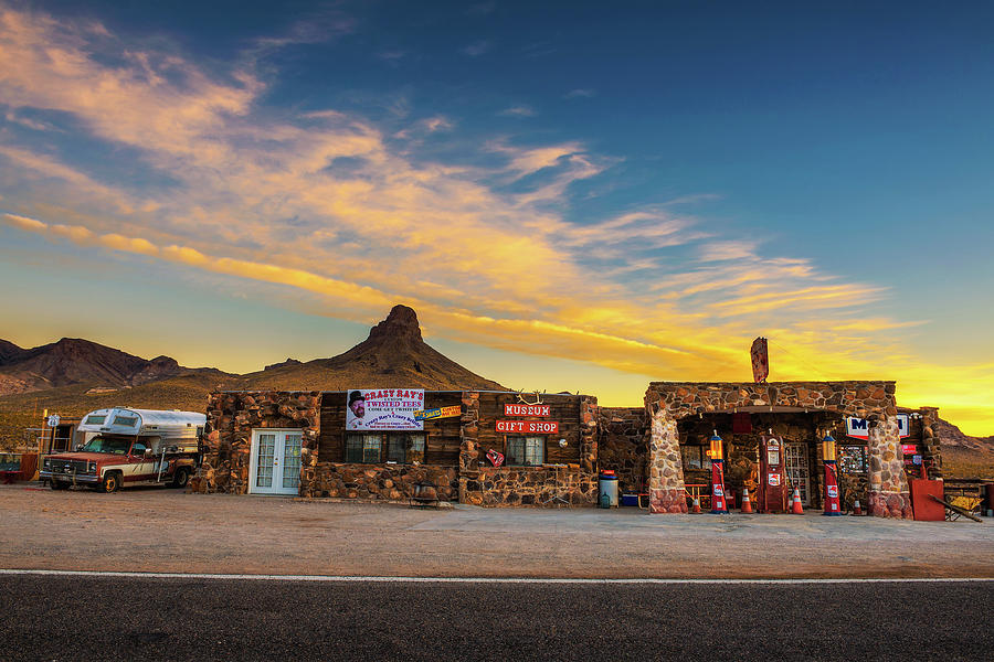 Sunrise at a rebuilt gas station on Route 66 in Arizona Photograph by ...