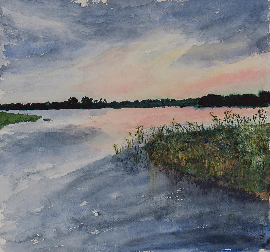 Sunrise at Baker Wetlands Painting by Nadine Button