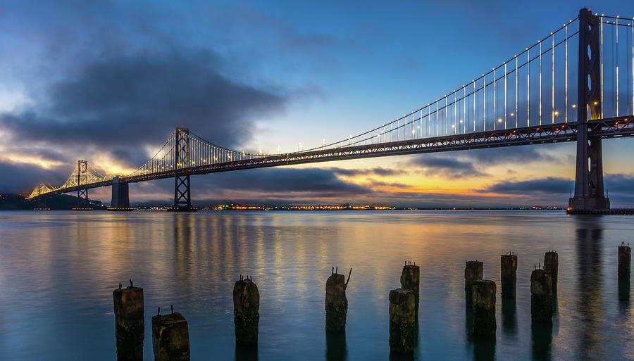 San Francisco Photograph - Sunrise at Bay bridge by Javier Flores
