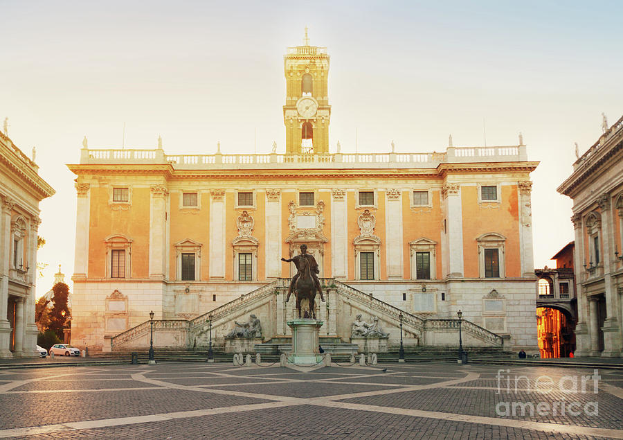 Sunrise at Campidoglio square in Rome Photograph by Anastasy Yarmolovich