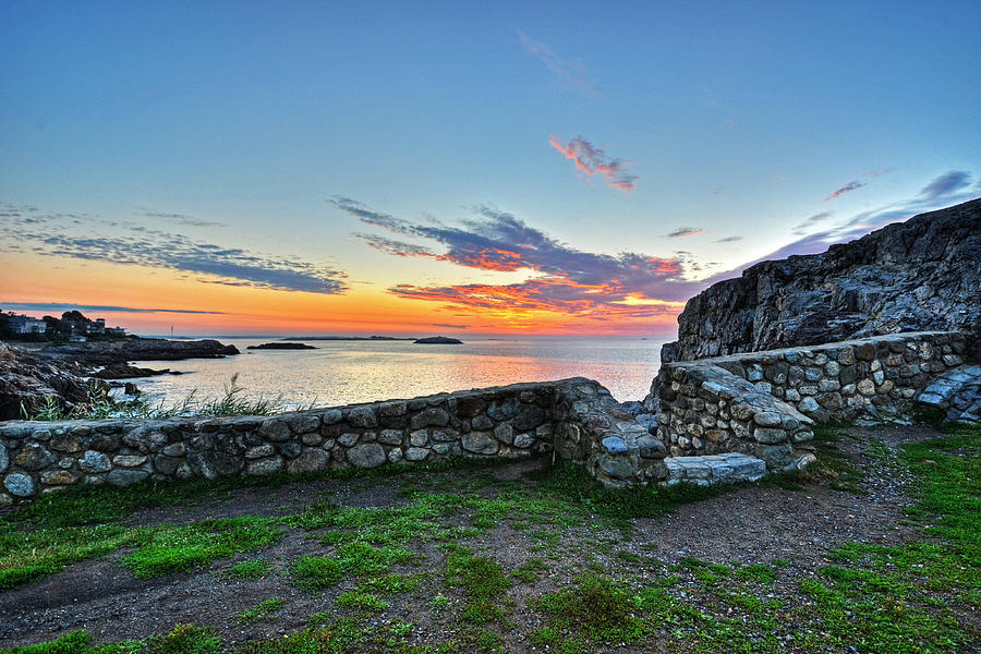 Sunrise at Castle Rock Marblehead MA Rocky Coast Photograph by Toby McGuire