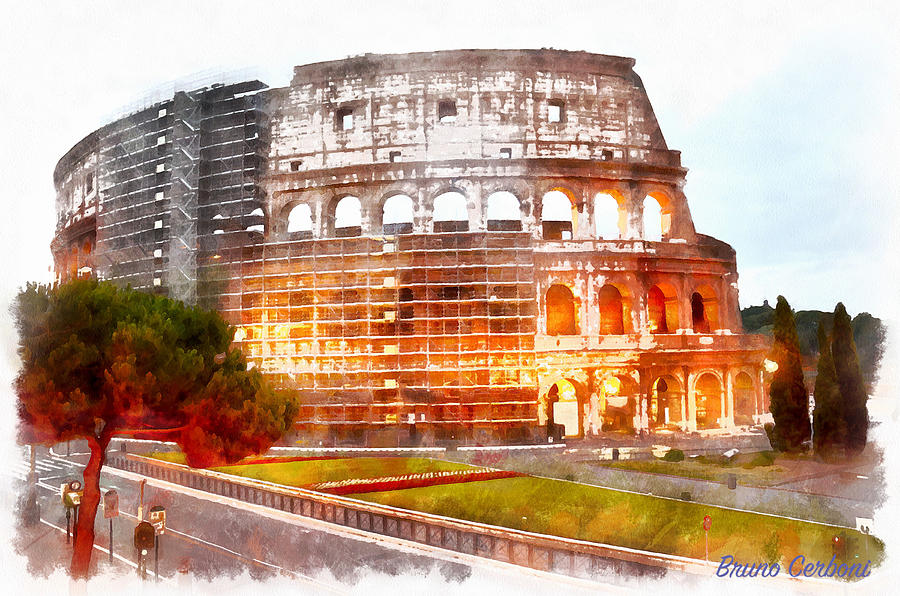 Sunrise at Coliseum Digital Art by Bruno Cerboni - Fine Art America