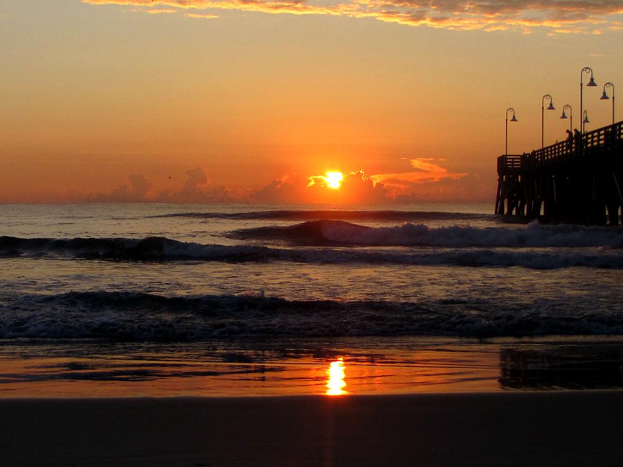 Sunrise at Daytona Beach Pier  001  Photograph by Christopher Mercer
