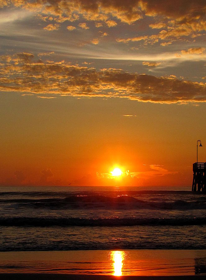 Sunrise at Daytona Beach Pier  006  Photograph by Christopher Mercer