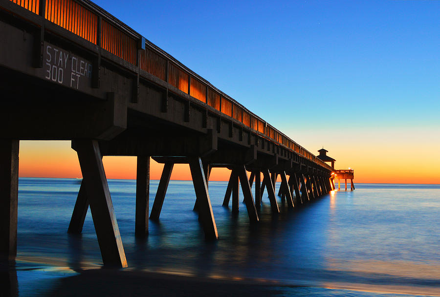 Pier Photograph - Sunrise at Deerfield Beach, Florida pier by Paul Cook