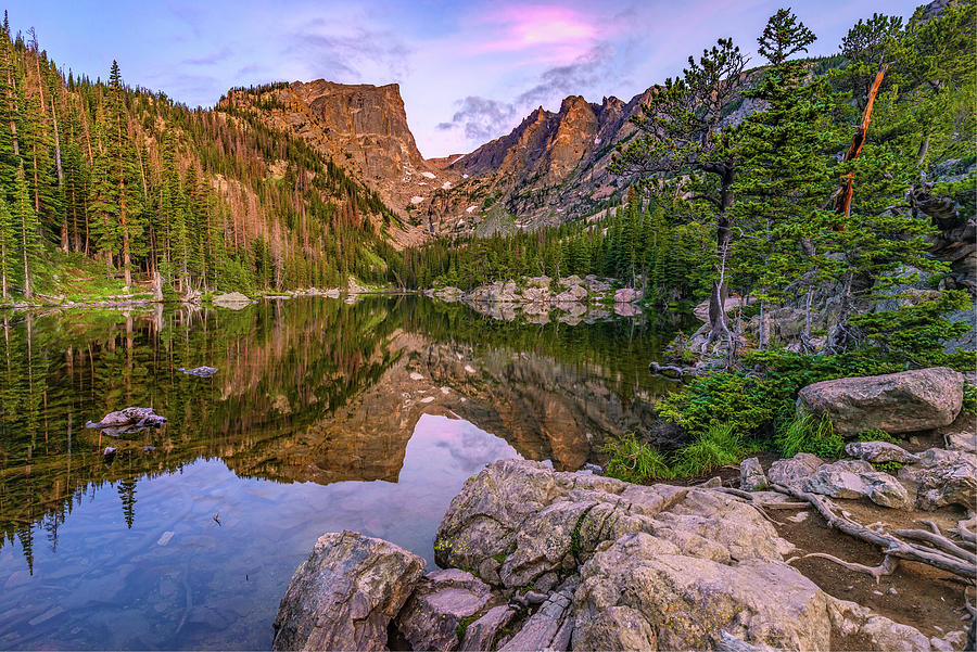 Sunrise at Dream Lake - Colorado Mountain Landscape Photograph by ...