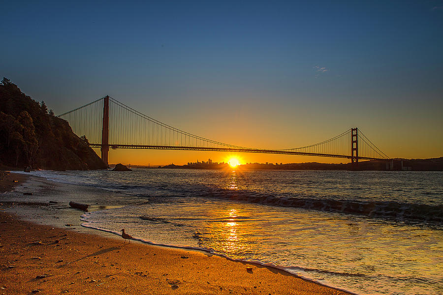 Golden Gate Bridge Photograph - Sunrise at Golden Gate Bridge by Yajnesh Narayanaswamy