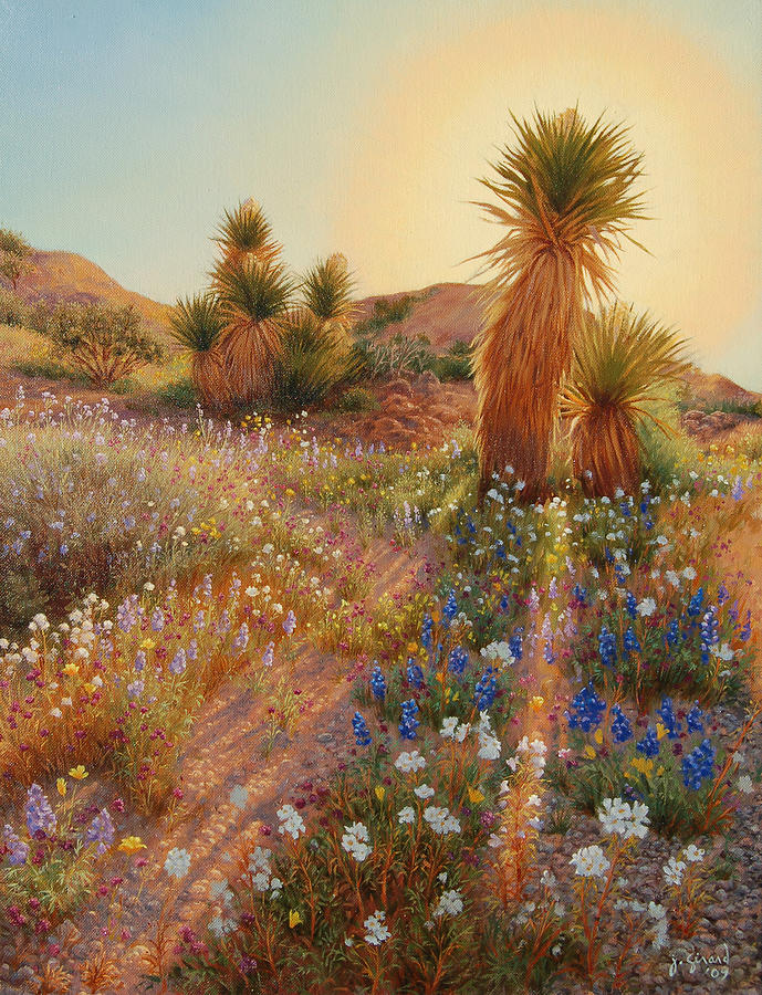 Sunrise at Joshua Tree Painting by Johanna Girard
