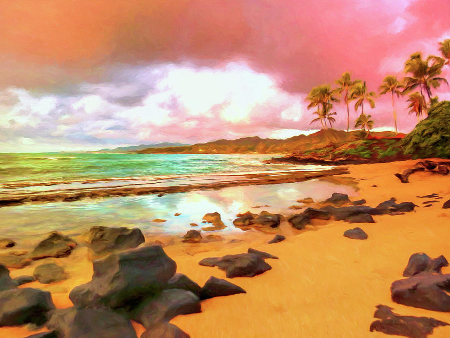 Sunrise at Kapaa Sands Kauai Painting by Dominic Piperata