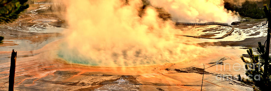 Sunrise At Midway Geyser Basin Photograph by Adam Jewell