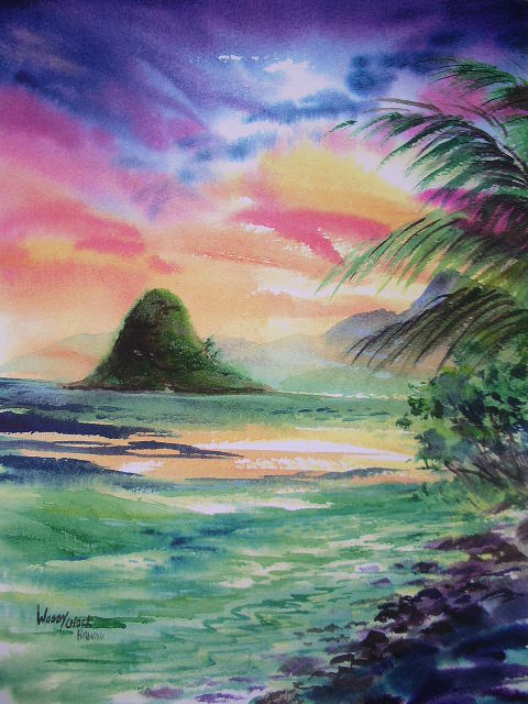 Sunrise at Mokolii Island Painting by Woody Chock - Fine Art America