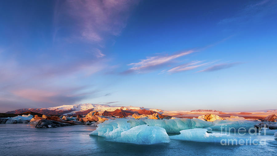 Nature Photograph - Sunrise at the Iceberg Lagoon by Jerry Fornarotto
