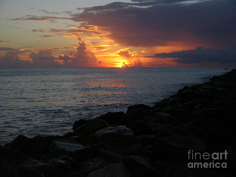 Sunrise at the jetty  8-16-15 Photograph by Julianne Felton
