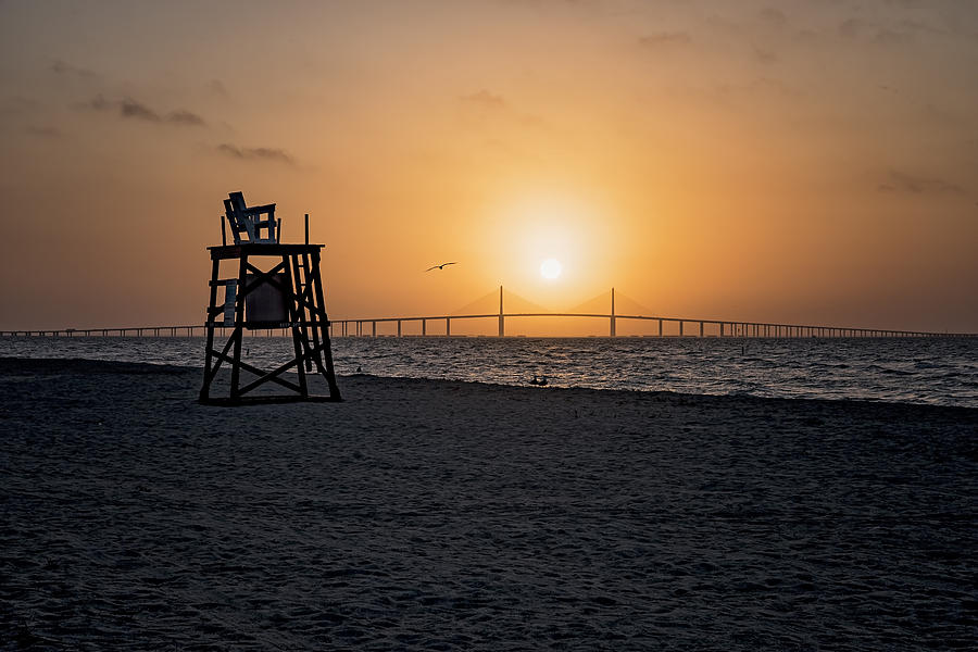 Sunrise at the Skyway Bridge Photograph by Michael White