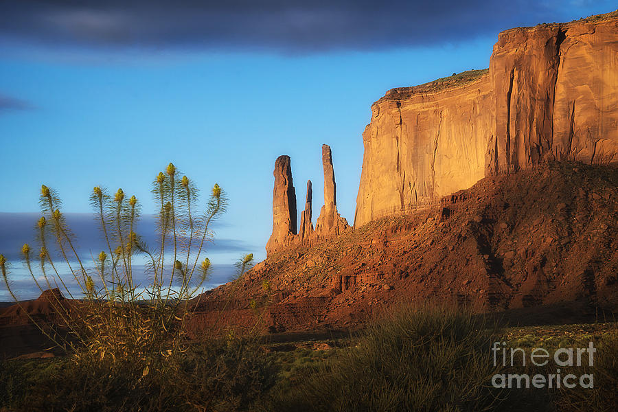 Landscape Photograph - Sunrise at Three Sisters Formation by Priscilla Burgers