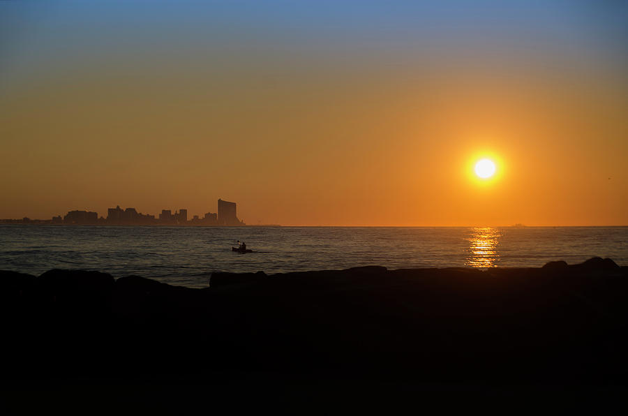Sunrise - Atlantic City Skyline from Ocean City Photograph by Bill Cannon