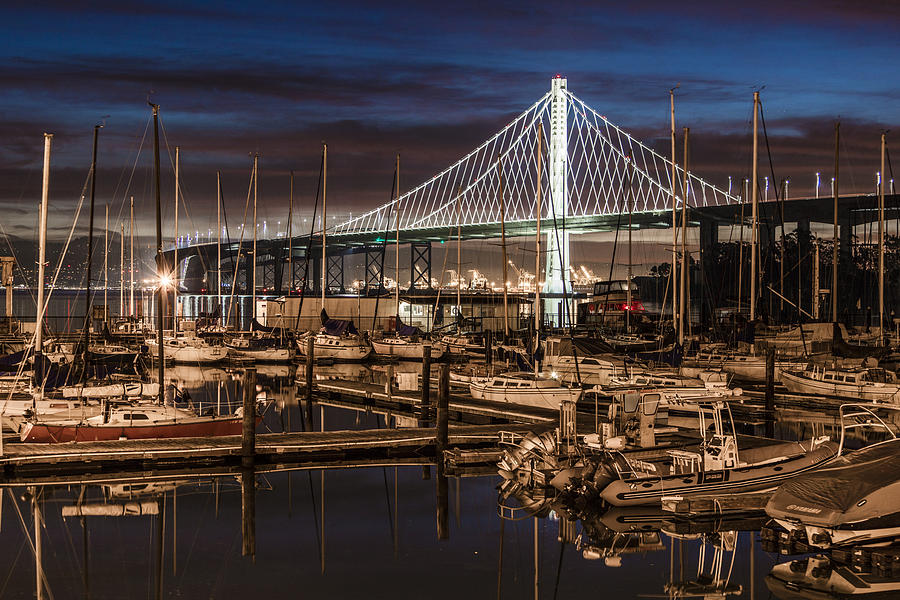 Sunrise Bay Bridge and Boats Photograph by John McGraw