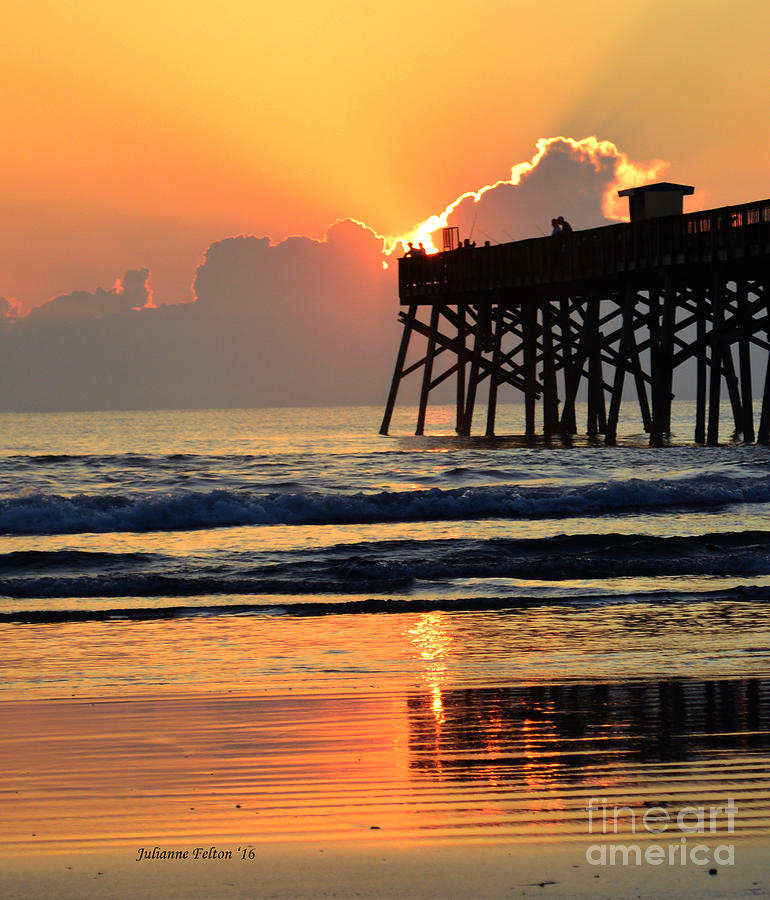 Sunrise behind the pier 4-24-16 Photograph by Julianne Felton