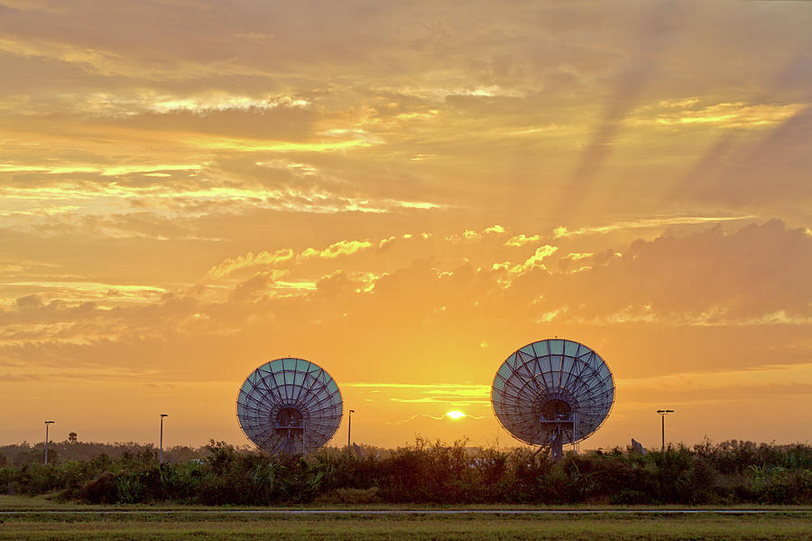 Sunrise Between The Dishes Photograph