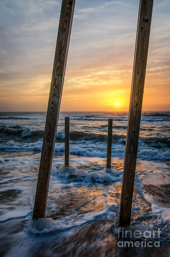 Sunrise Between the Pillars Coastal Landscape Photograph Photograph by PIPA Fine Art - Simply Solid