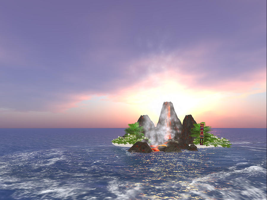 Sunrise Birth of an Island Digital Art by Michael Doyle