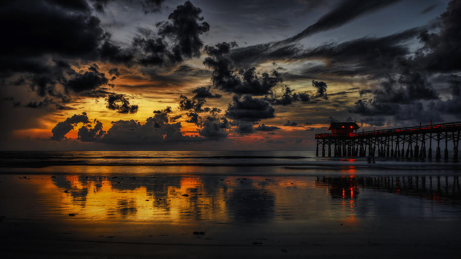 Sunrise Cocoa Beach Pier Photograph by Bill Dodsworth