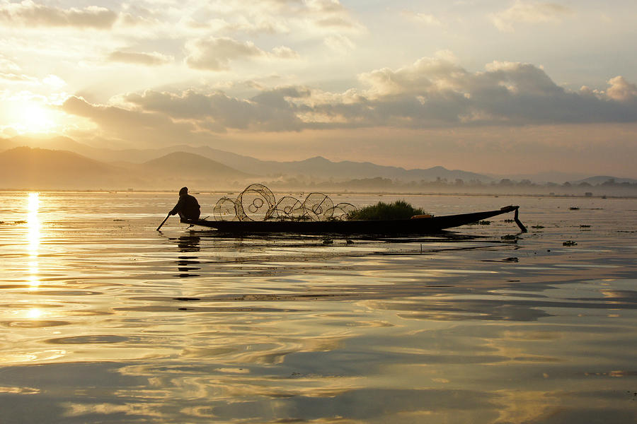 Boat Photograph - Sunrise Fisherman by Michele Burgess