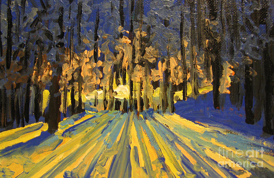 Sunrise Forest Modern Impressionist landscape painting  Painting by Patricia Awapara