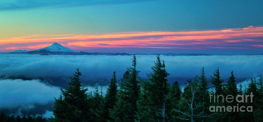 Sunrise from Mt Hood Looking at Mt. Jefferson Photograph by Bruce Block